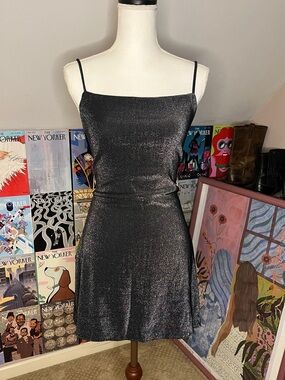 City Triangles Shimmery Black Mini Dress